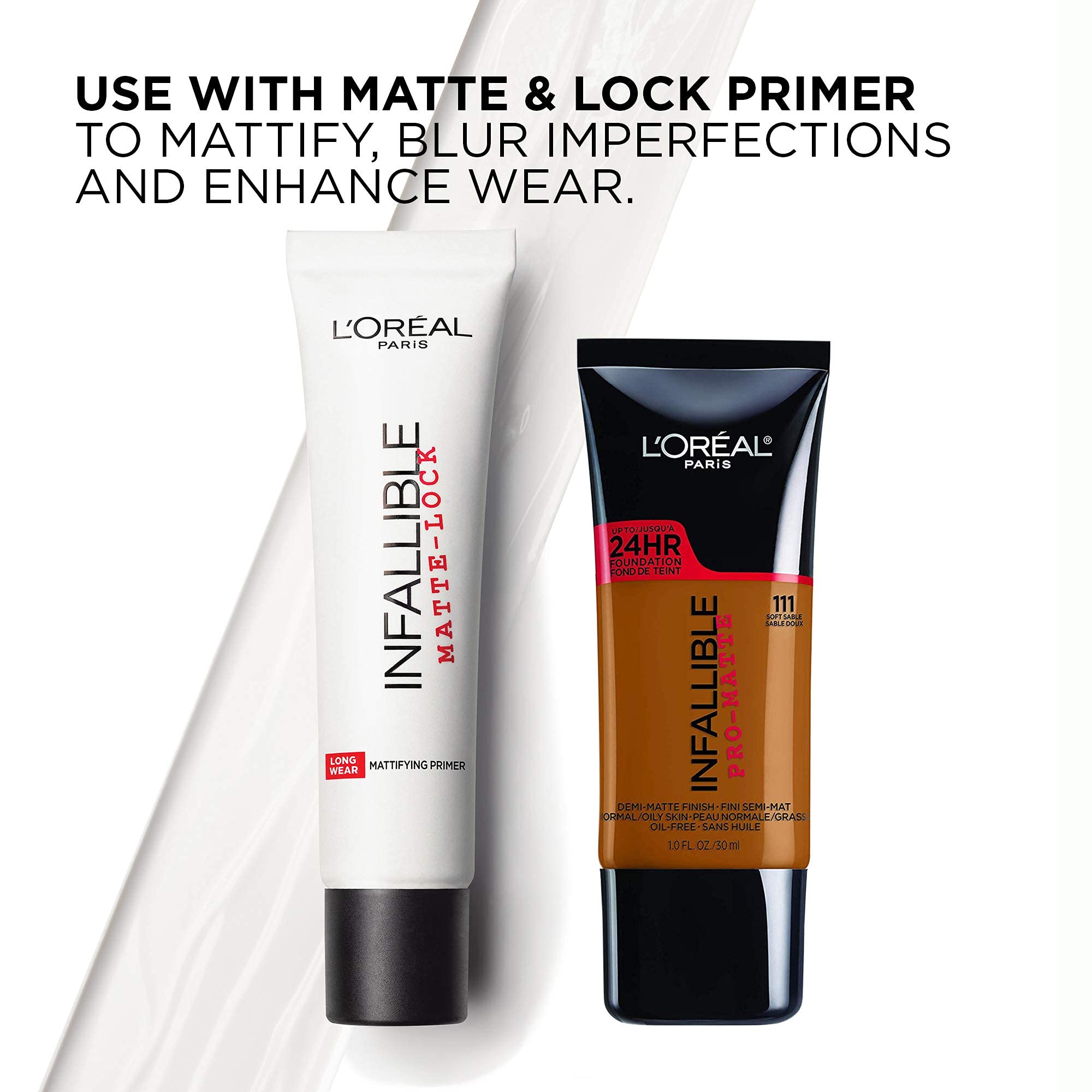 Pro Matte-Lock Primer pairing with L'Oreal Paris Infallible Pro-Matte Foundation Soft Sable