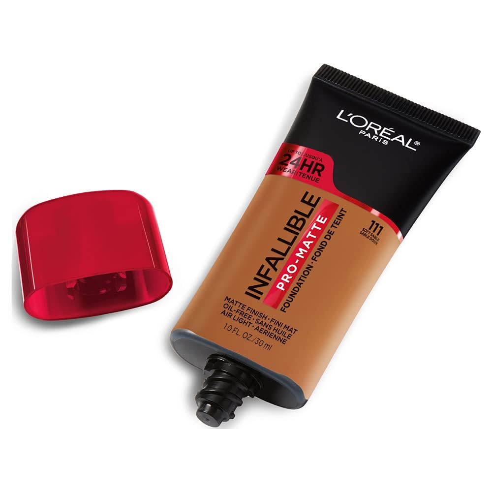 Swatch of L'Oreal Paris Infallible Pro-Matte Foundation Soft Sable on skin for buildable coverage