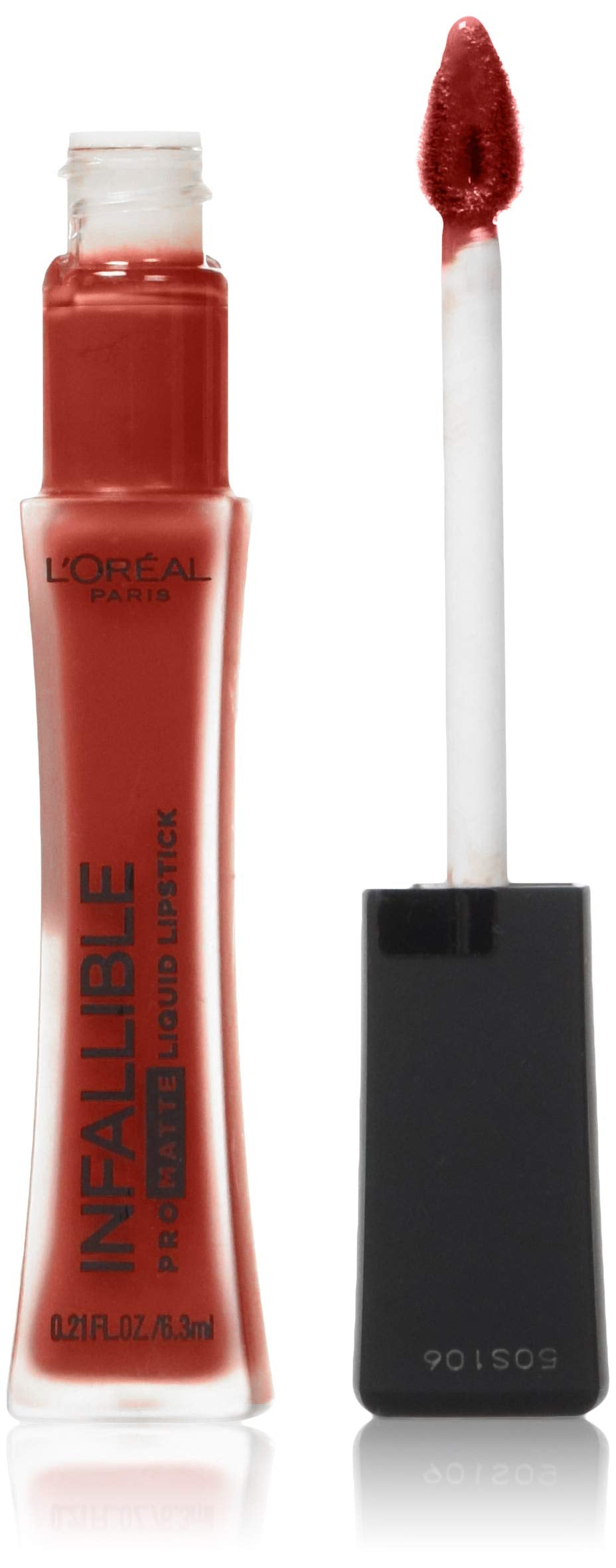L’Oréal Paris Infallible Pro-Matte Lipstick Stirred wand for precise lining and long-wear color.