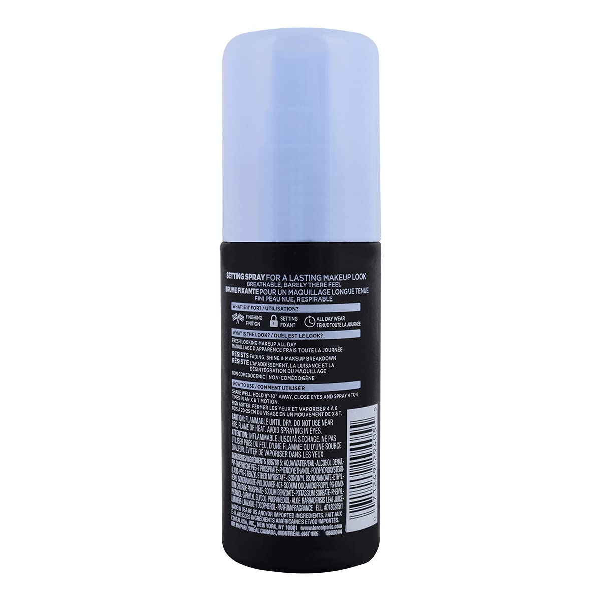 L’Oréal Paris Infallible Pro-Spray Set highlights all-day wear on face, eyes, and lips