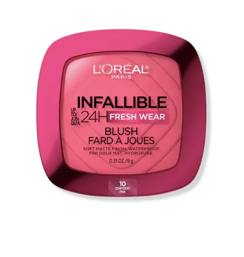 L'Oreal Paris Infallible Soft Matte Blush in Confident Pink 10 delivers long-lasting color and transfer-proof wear