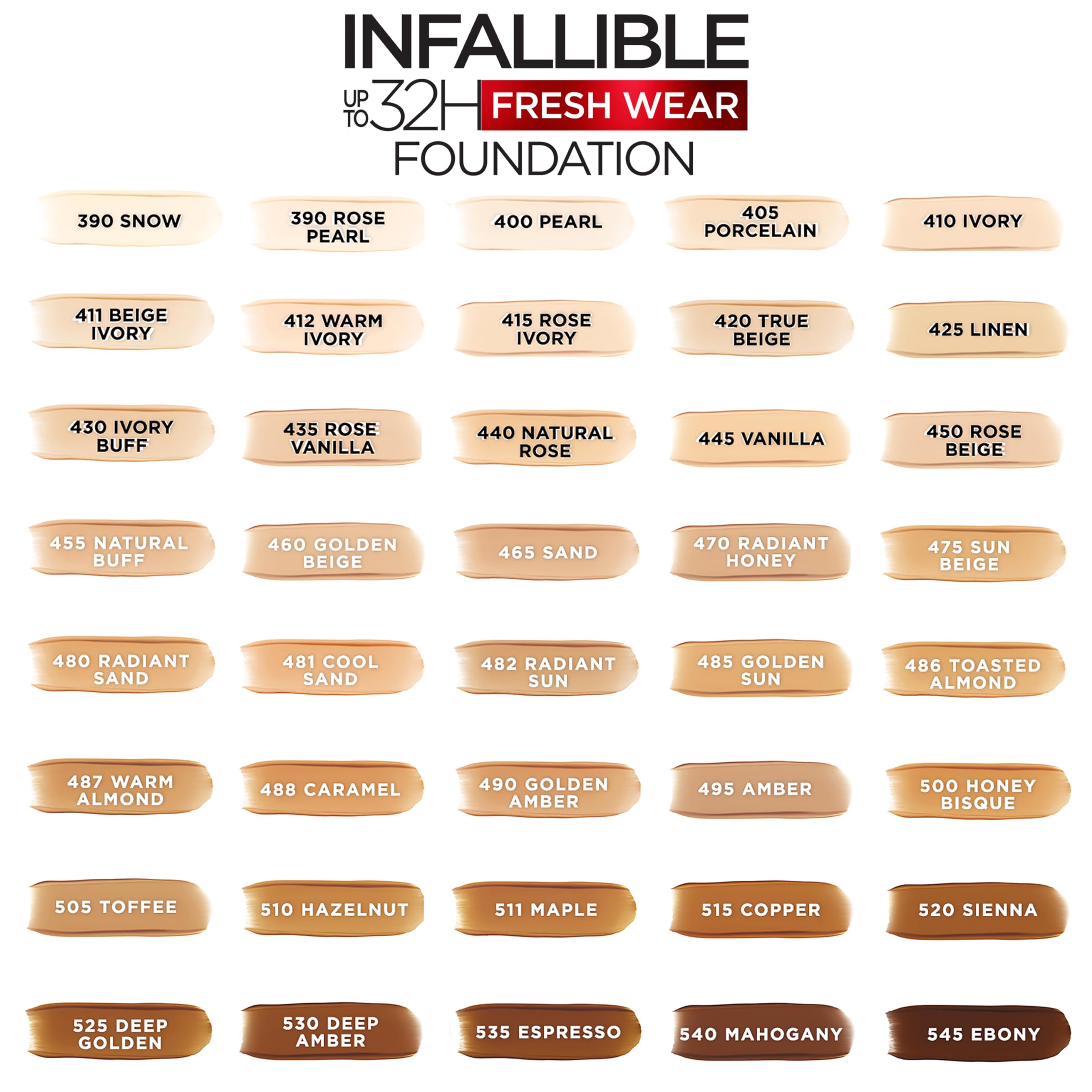 L'Oreal Paris Infallible Fresh Wear resistente al sudor y transferencia para jornadas activas.