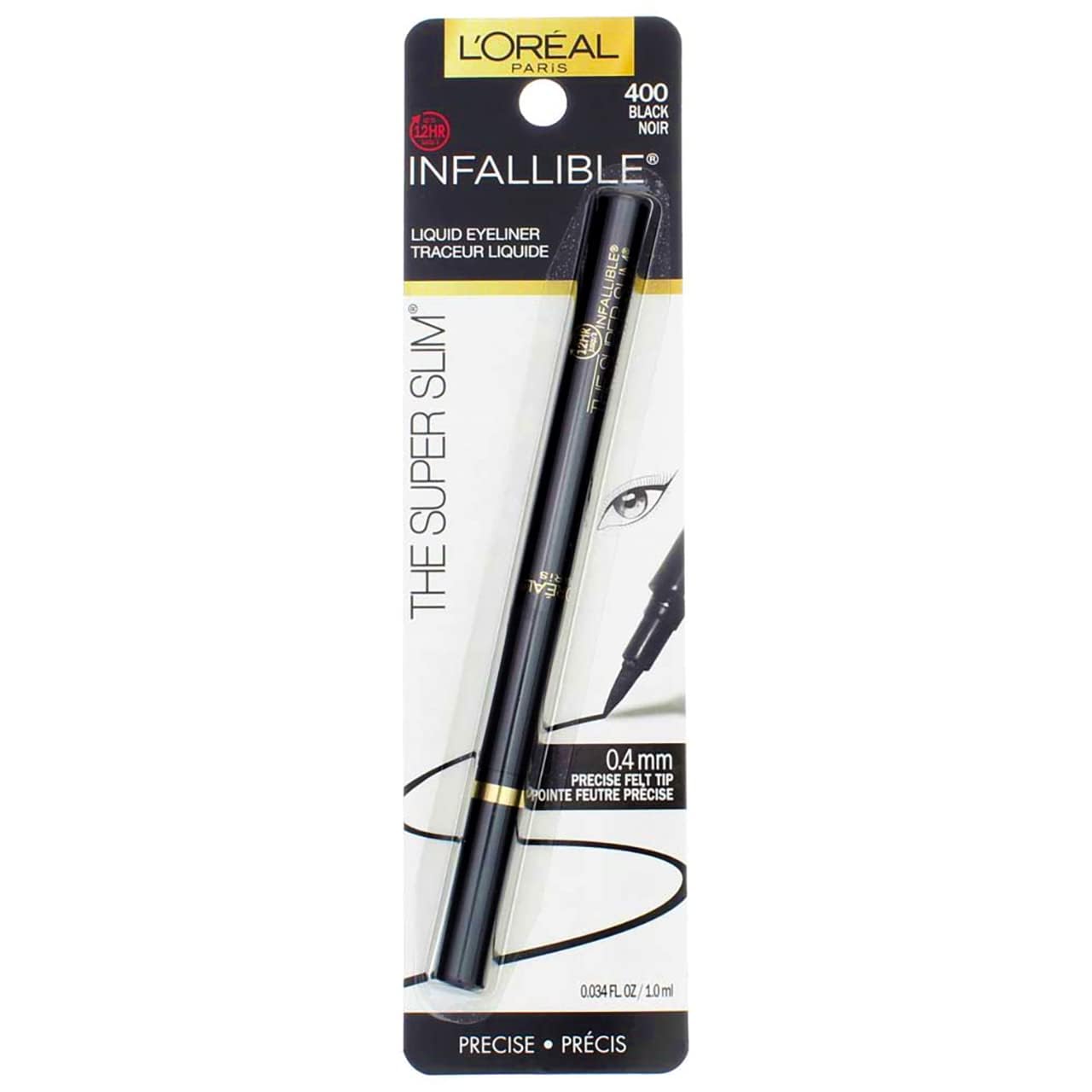 L'Oreal Paris Infallible Super Slim eyeliner on eye shows subtle to dramatic wing
