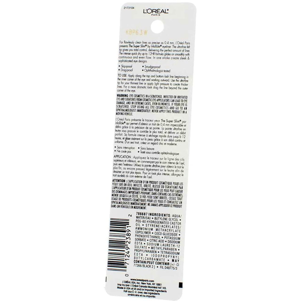 L'Oreal Paris Infallible Super Slim eyeliner swatch demonstrates smooth application and even pigment