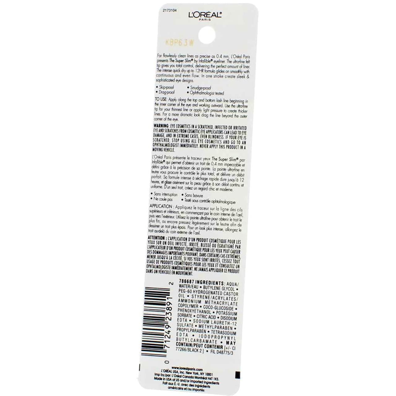 L'Oreal Paris Infallible Super Slim eyeliner swatch demonstrates smooth application and even pigment