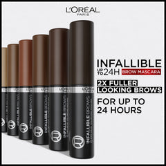 L'Oreal Paris Infallible Brow Mascara close-up of 3D brush gripping brow hairs