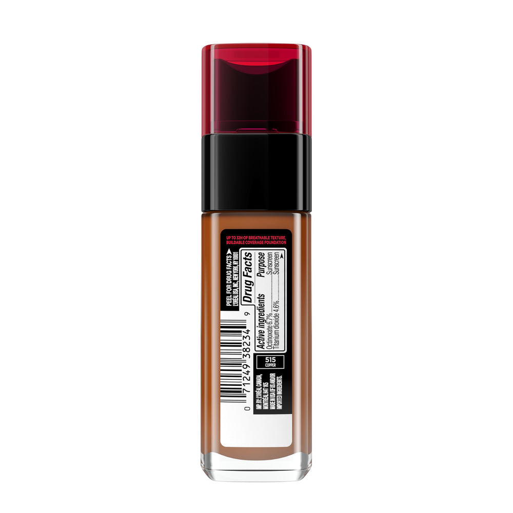 L'Oreal Paris Infallible wear test on the face suggesting lasting color and comfort.