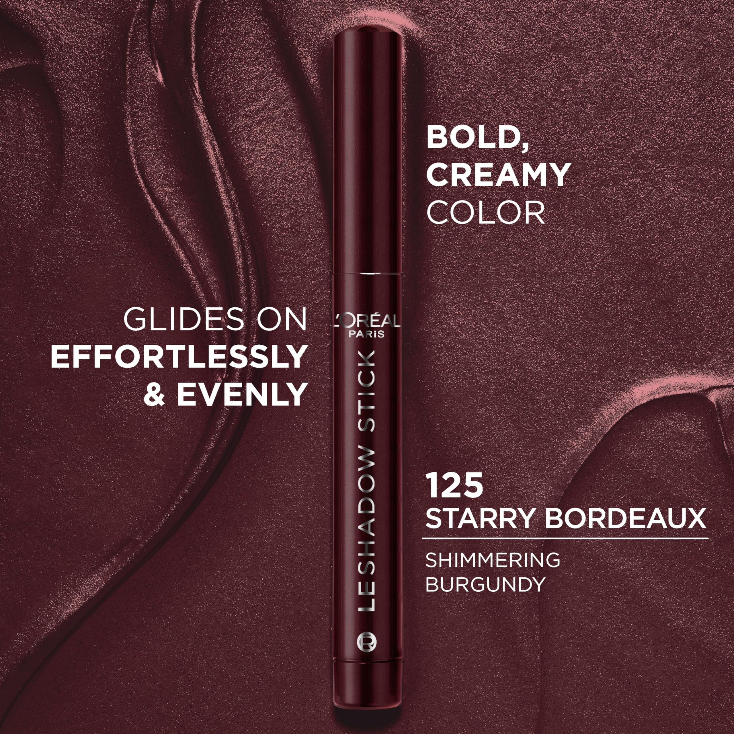 L'Oreal Paris Le Shadow Stick Smokeys Starry Bordeaux cream texture enables smooth blending.