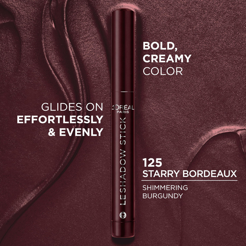 L'Oreal Paris Le Shadow Stick Starry Bordeaux closeup swatch reveals rich, buildable texture.