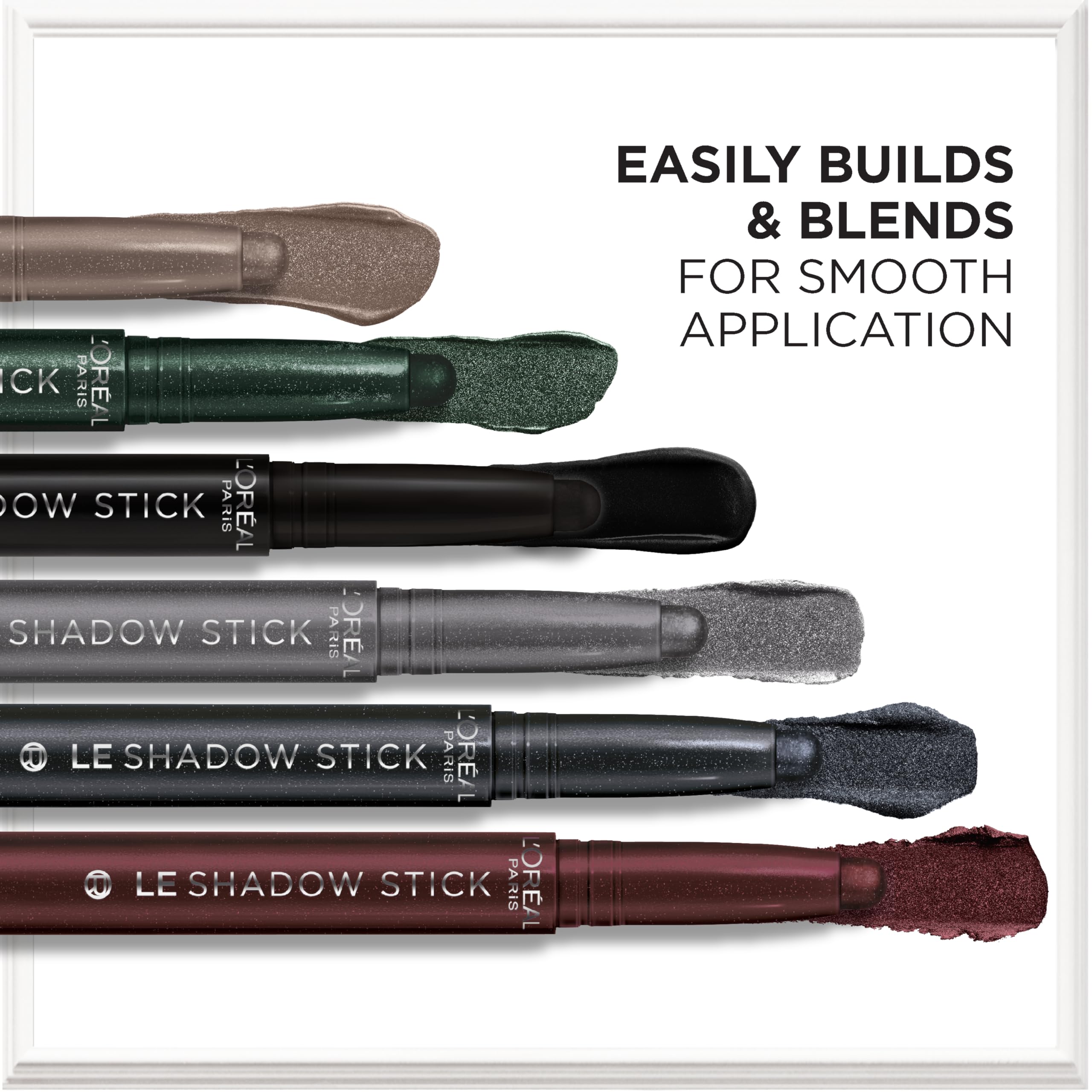 L'Oreal Paris Le Shadow Stick Starry Bordeaux matte finish swatches on skin.