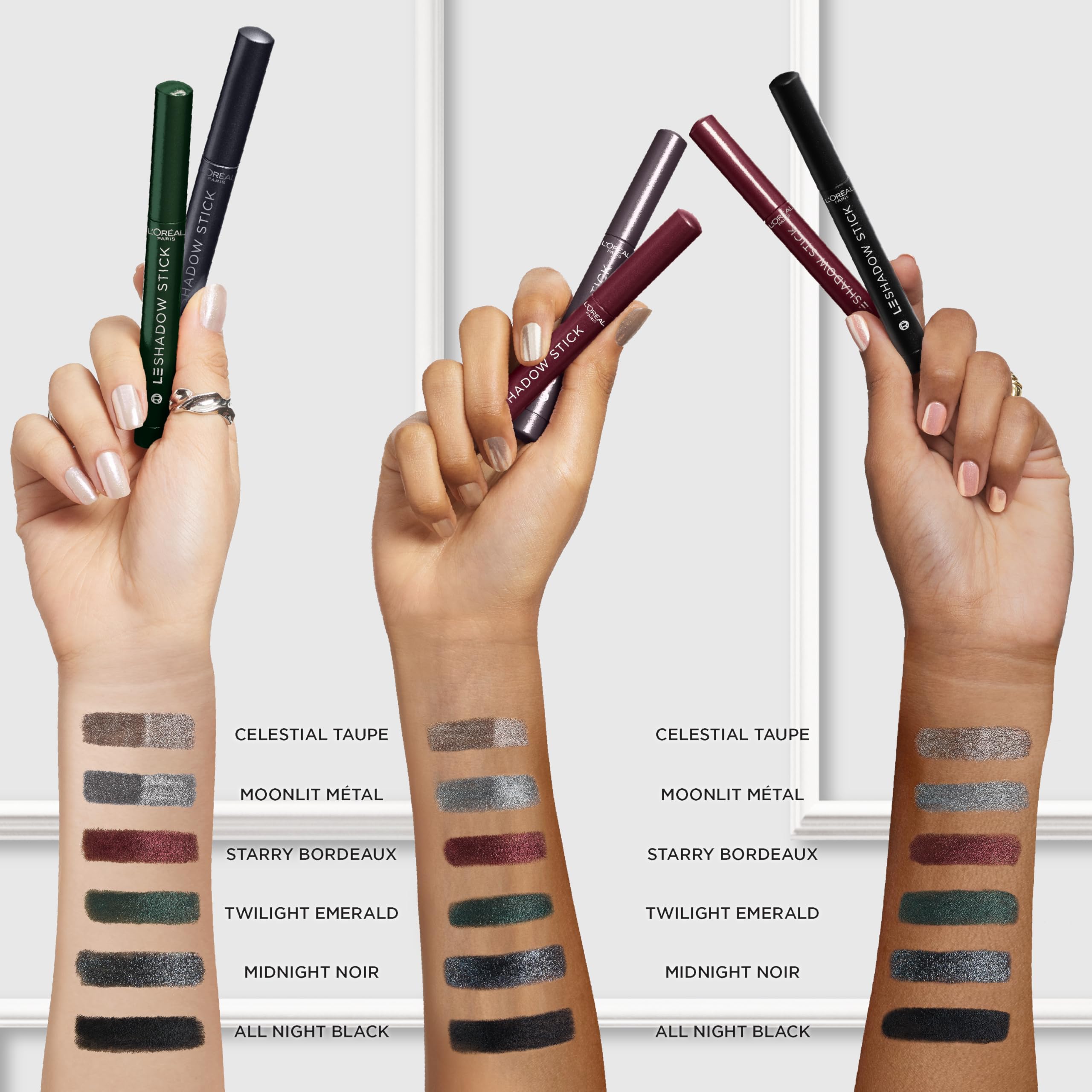 L'Oreal Paris Le Shadow Stick Starry Bordeaux metallic shade glints with dimensional depth.