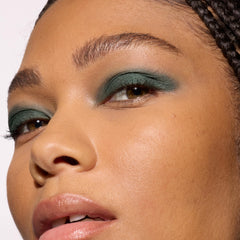 L'Oreal Paris Le Shadow Stick Twilight Emerald texture closeup highlights creamy, crease-proof formula.