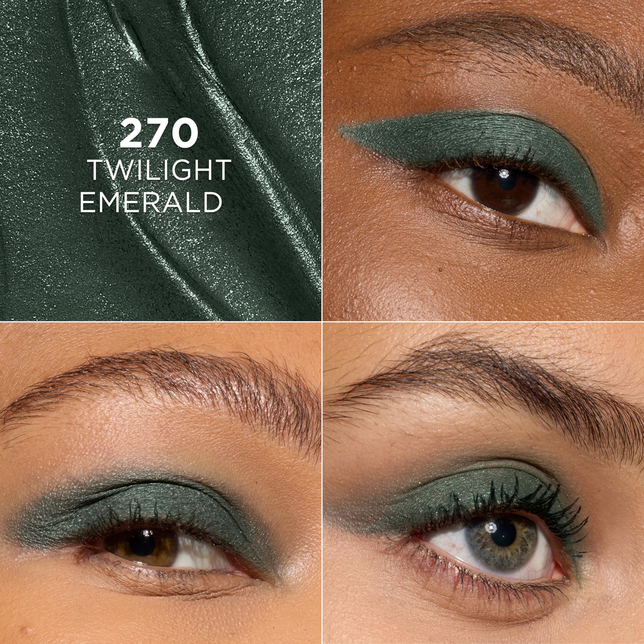 L'Oreal Paris Le Shadow Stick Twilight Emerald matte swatch demonstrates rich, daily-wear shade.