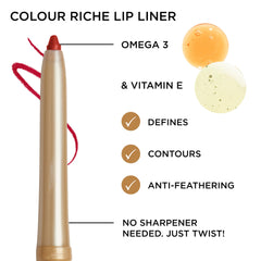 L'Oreal Paris lip liner omega-3 vitamin E formula with soft glide close-up.