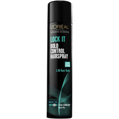 L’Oréal Paris Lock It Bold Control pack shot with three 8.25oz cans for bold hold