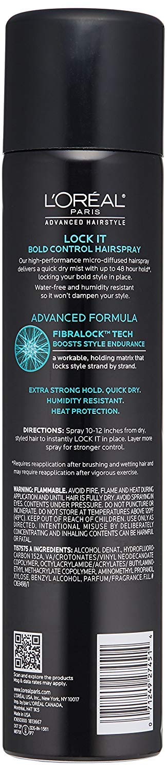 L'Oreal Paris Lock It Bold Control Hairspray 2-pack image shows value-friendly styling option.