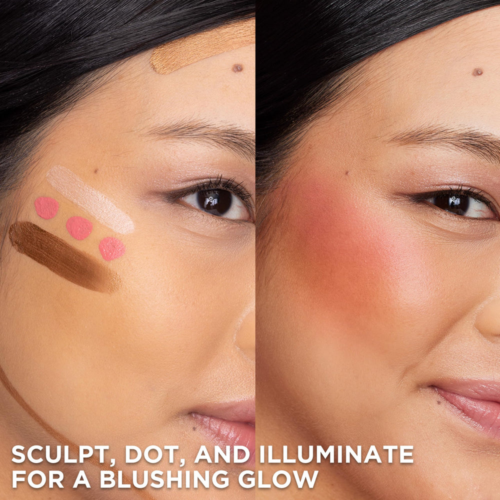 L'Oreal Paris Lumi Le Liquid Blush dewy matte finish on skin.