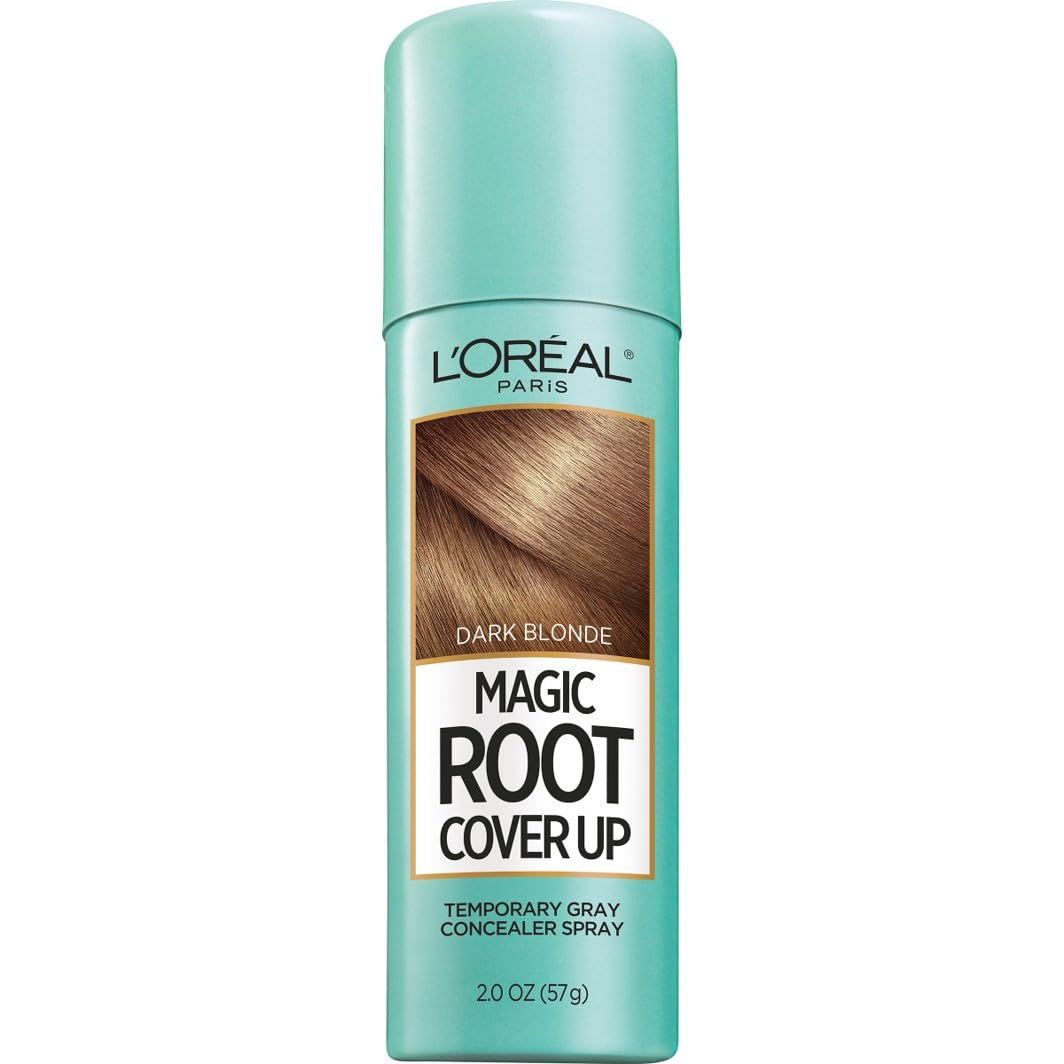 L'Oreal Paris Magic Root Cover Up spray in dark blonde conceals gray roots quickly with seamless touch-up