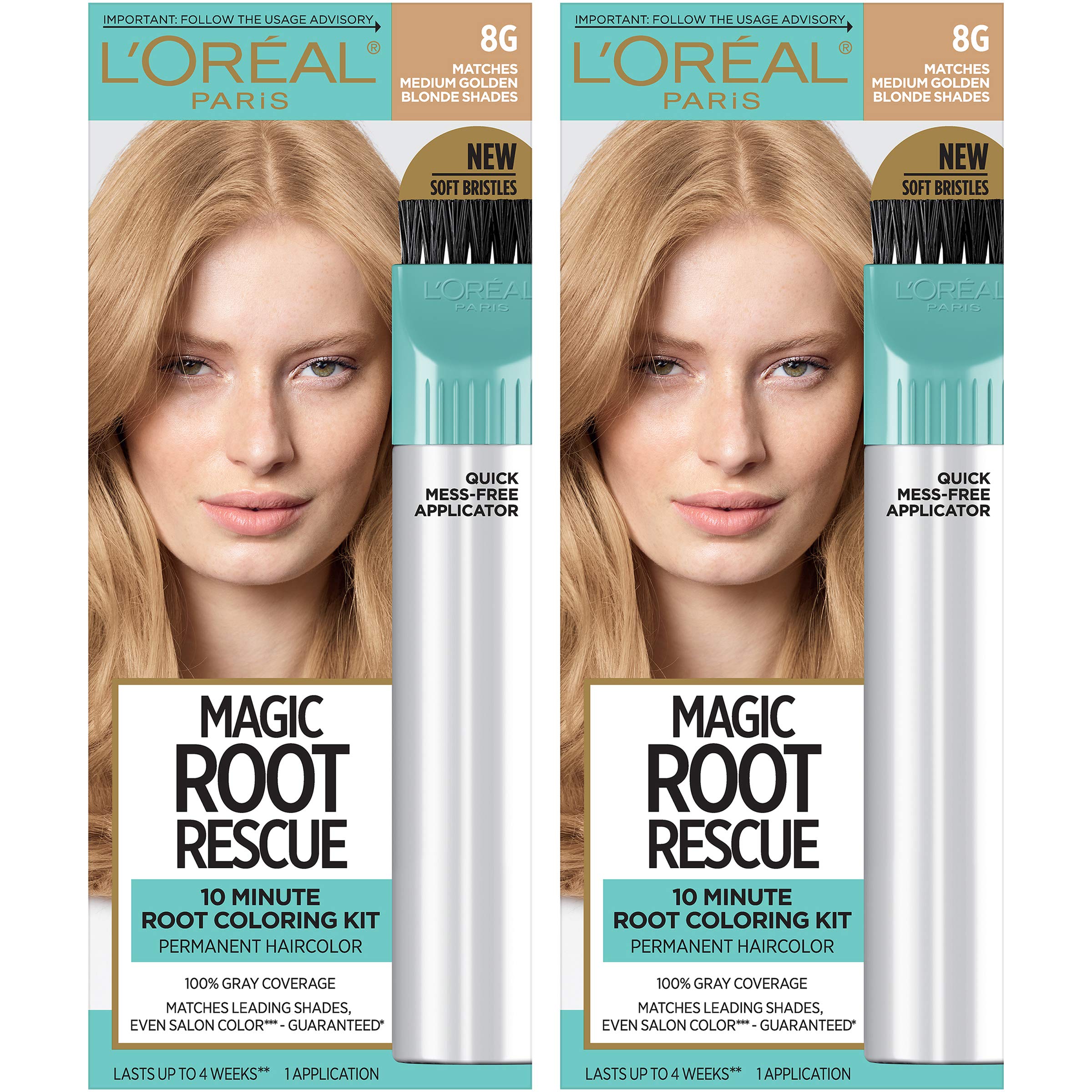 L'Oreal Paris Magic Root Rescue bottle close-up shows quick root touch-up gel.
