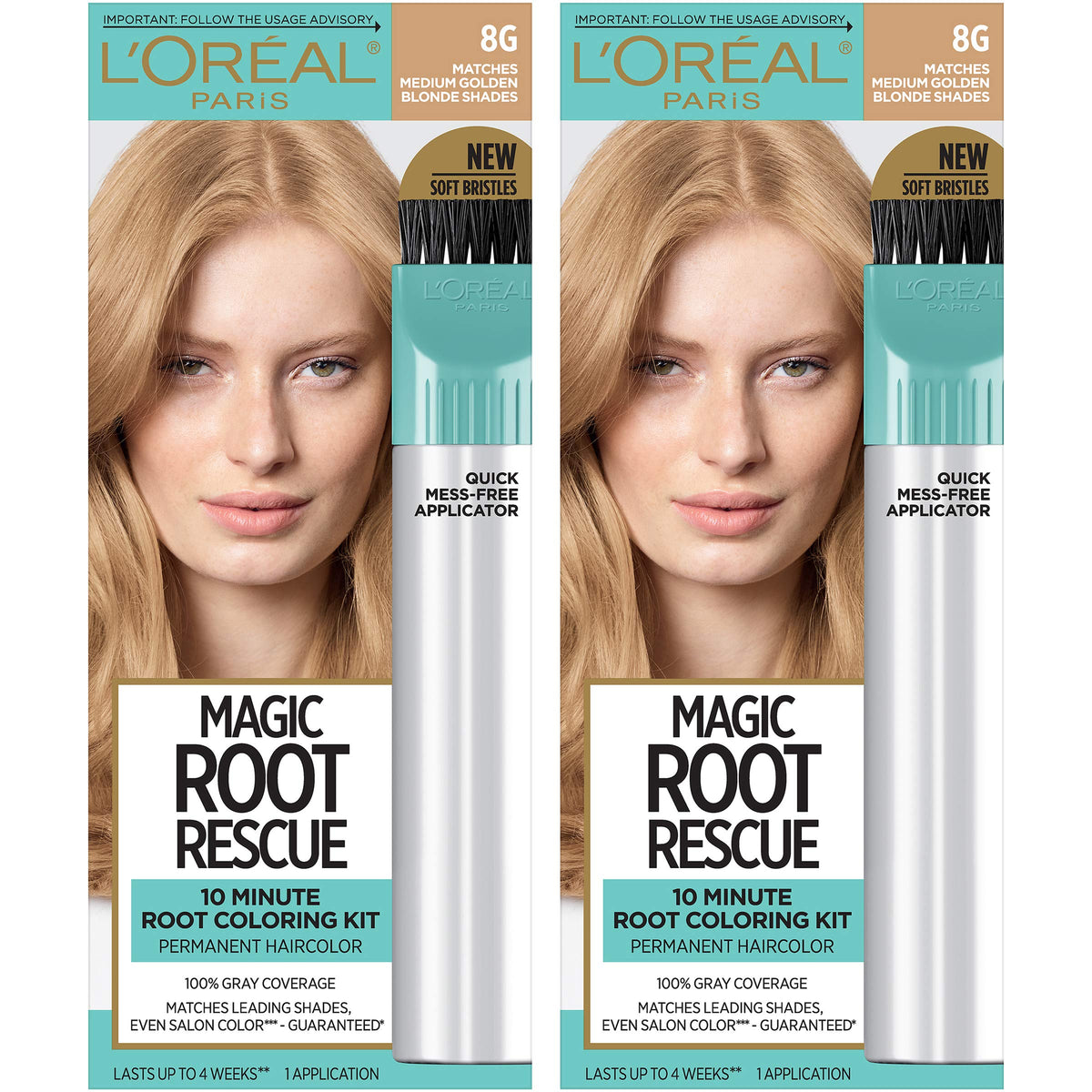 L'Oreal Paris Magic Root Rescue bottle close-up shows quick root touch-up gel.