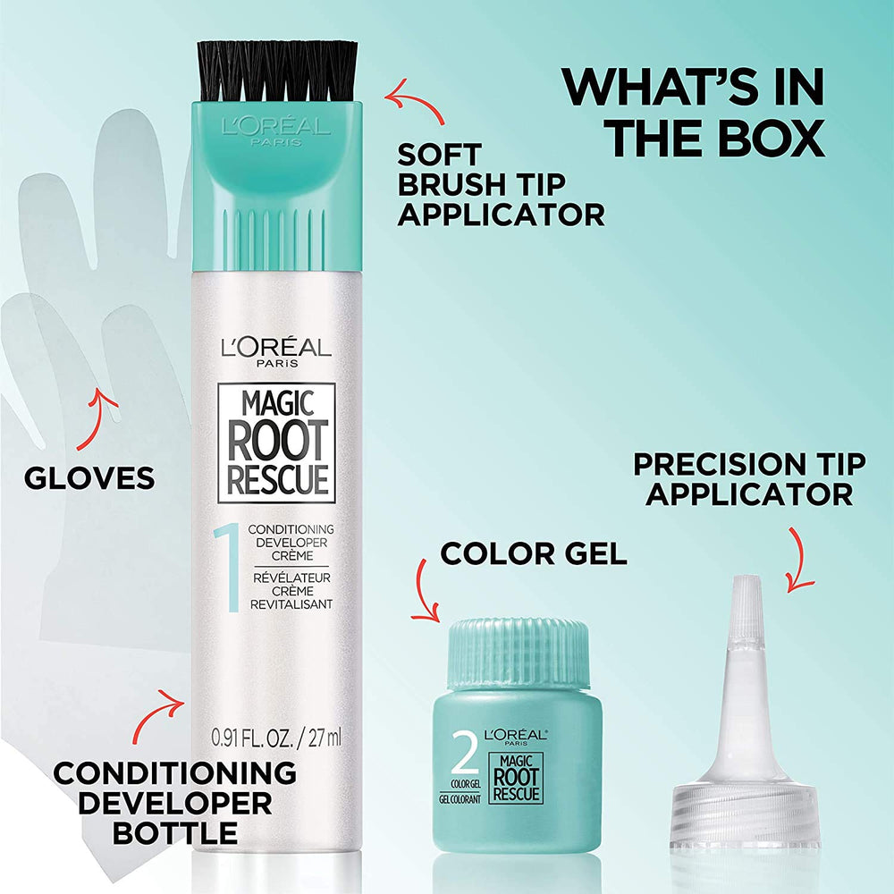 L'Oreal Paris Magic Root Rescue gray roots blended for seamless color between appointments.