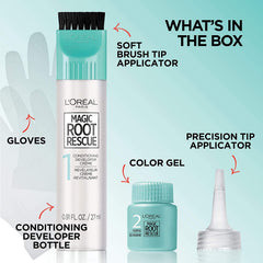 L'Oreal Paris Magic Root Rescue gray roots blended for seamless color between appointments.