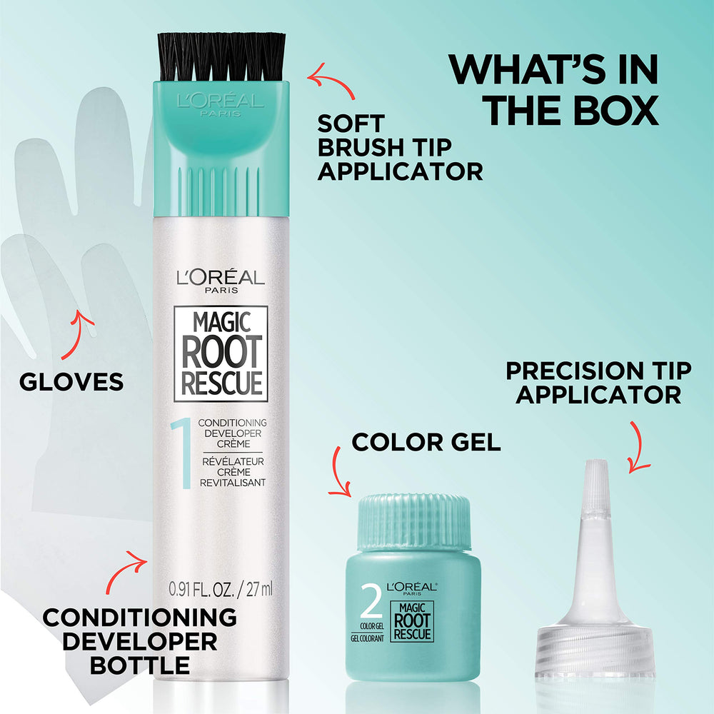 L'Oreal Paris Magic Root Rescue low-ammonia formula with built-in conditioning benefits.