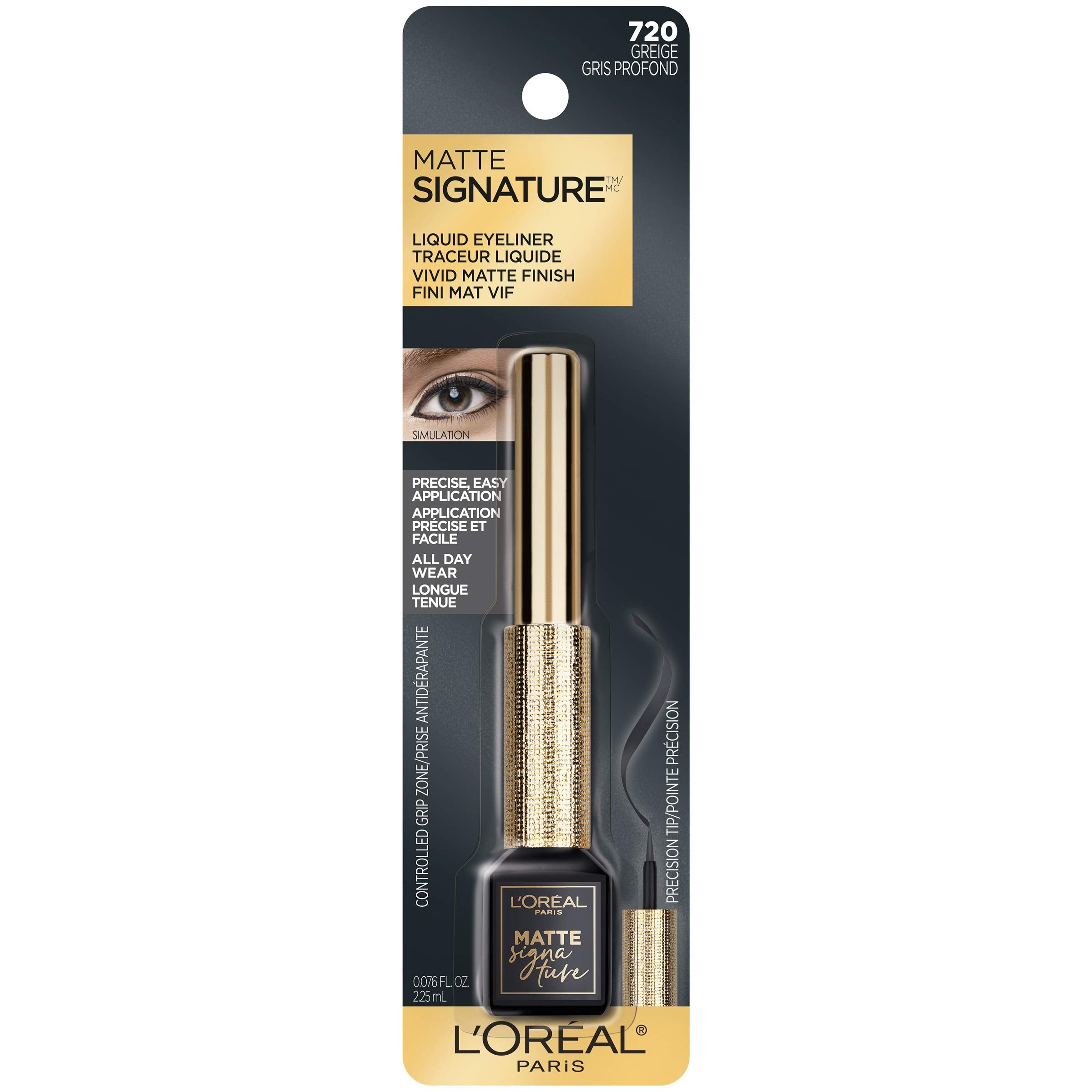 Delineador a prueba de agua de Matte Signature, trazos duraderos.