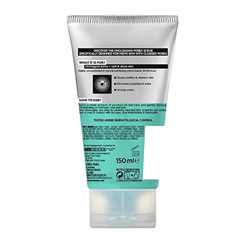 L’Oréal Paris Men Expert deep exfoliating gel application highlights pore-unblocking benefits.