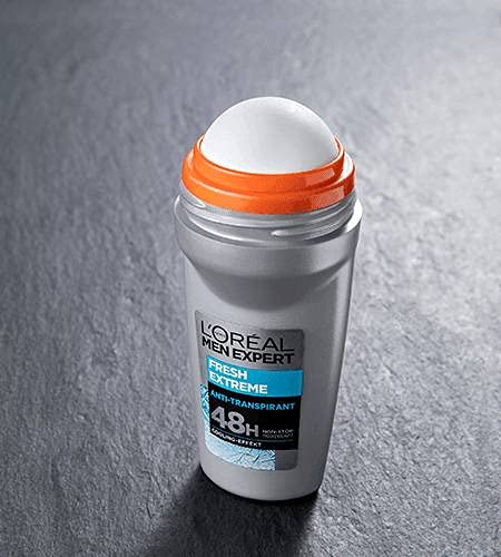 L'Oréal Paris Men Expert Fresh Extreme deodorant highlights minty notes for refreshing feel.