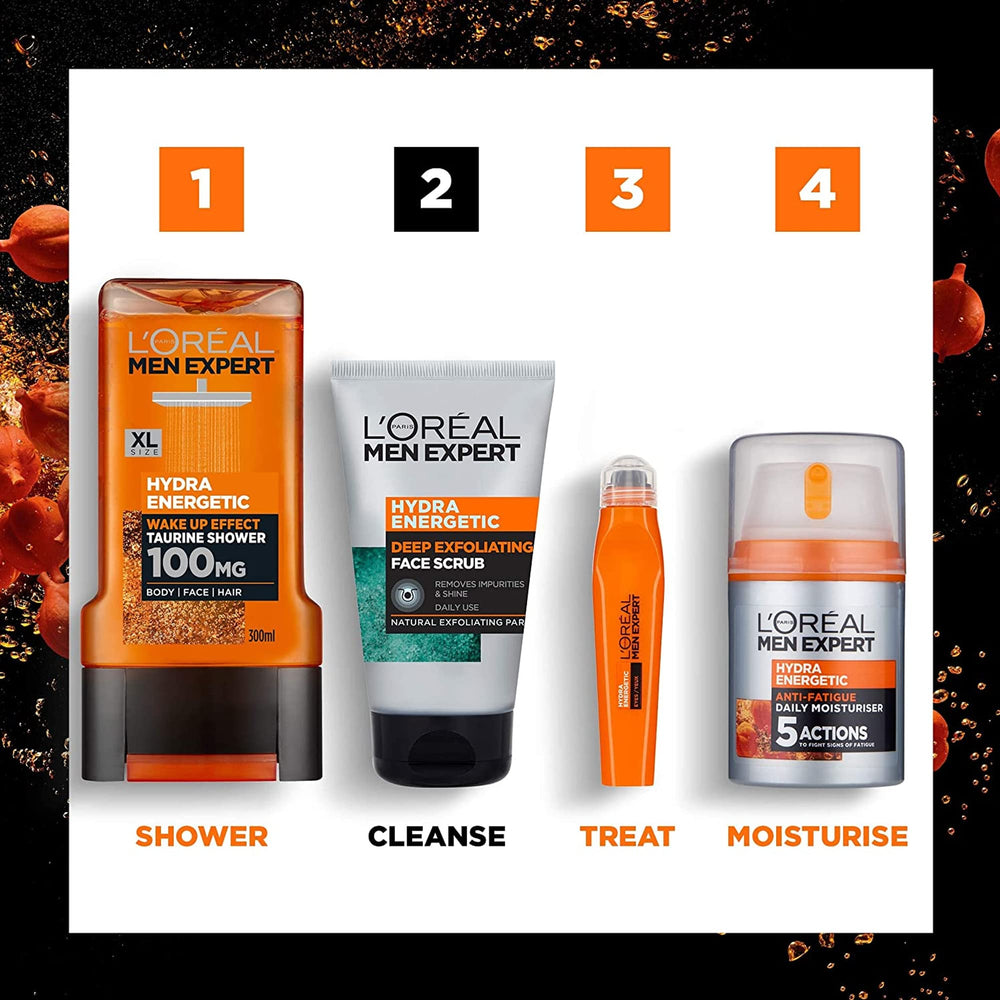 L’Oréal Paris Men Expert packaging shot signals quick daily cleansing routine compatibility.