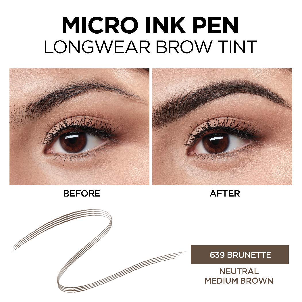 L'Oreal Paris Micro Ink Pen Brunette shade close-up showing color payoff.