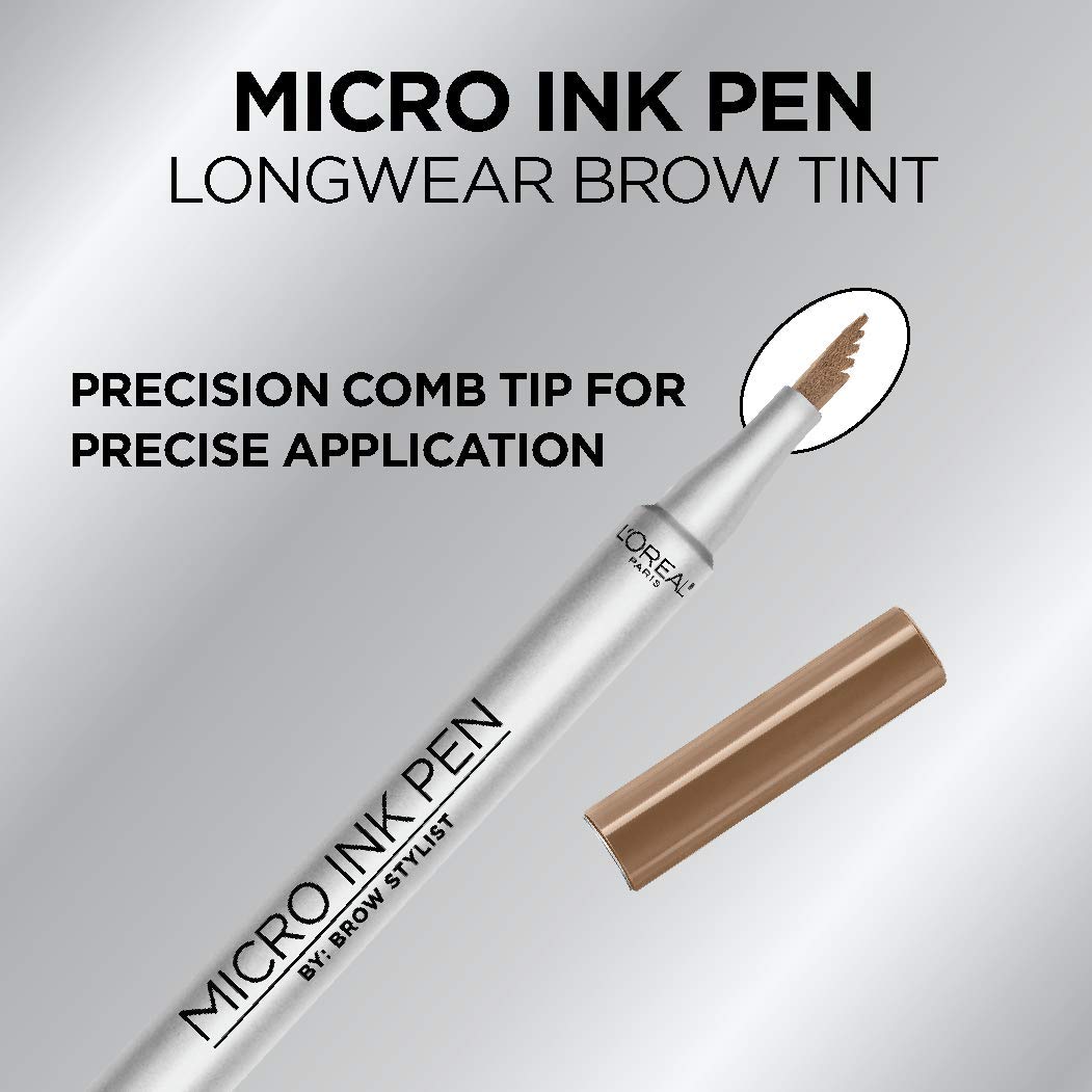 L'Oreal Paris Micro Ink Pen dark blonde swatches display natural color match.