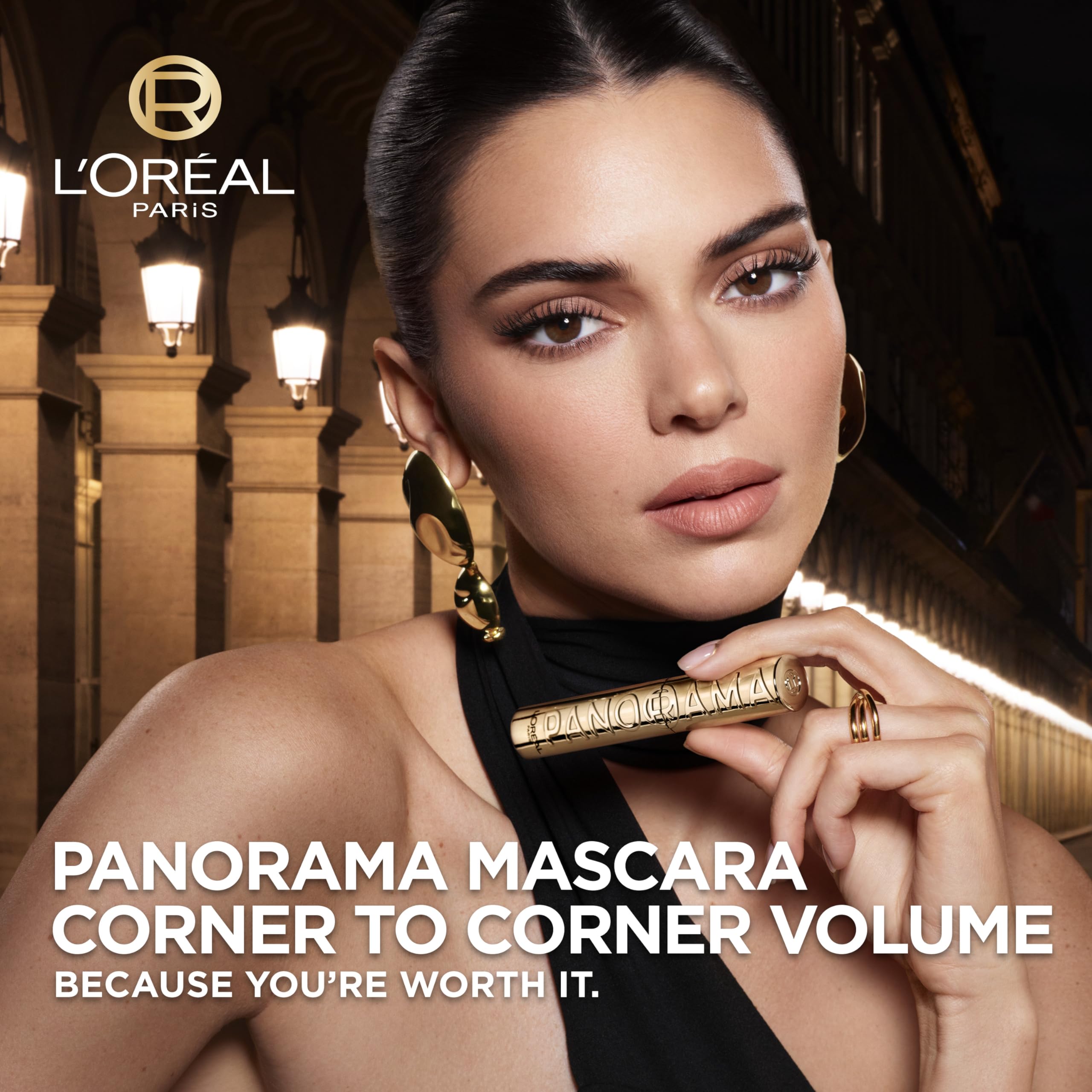 L'Oreal Paris Panorama Mascara inner-to-outer-lash-grab highlights precise application for evenly lengthened lashes.