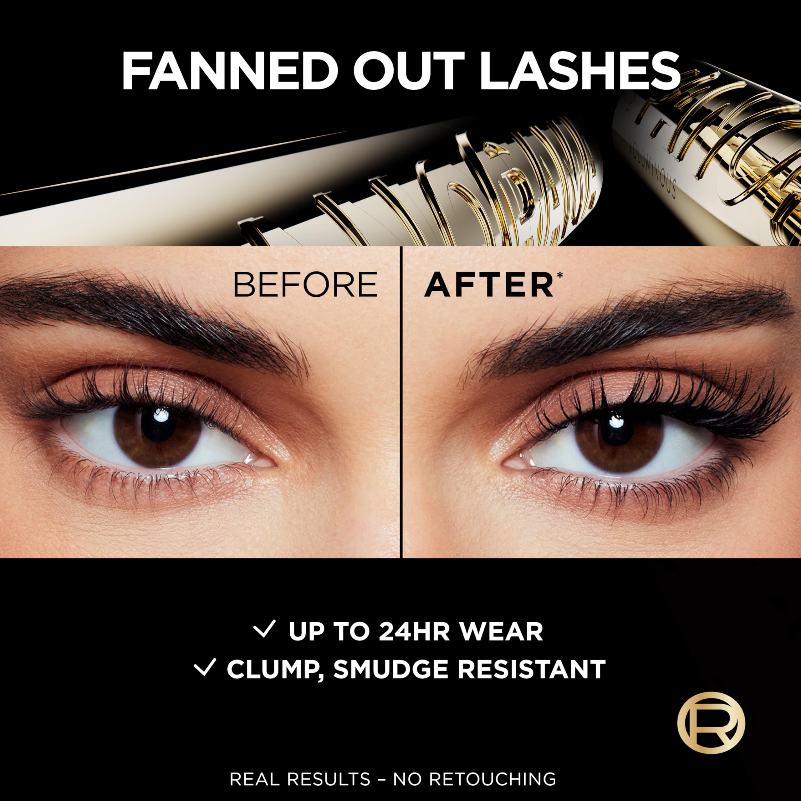 L'Oreal Paris Panorama Mascara wand-application captures lashes from inner to outer corners with precision