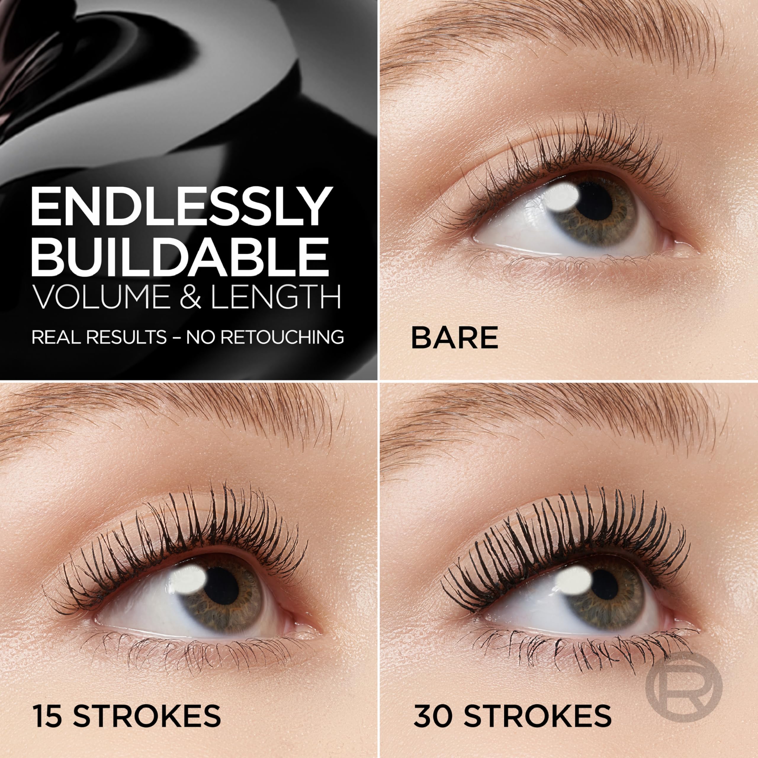 L'Oréal Paris Paradise Big Deal Mascara muestra aplicación suave en pestañas.