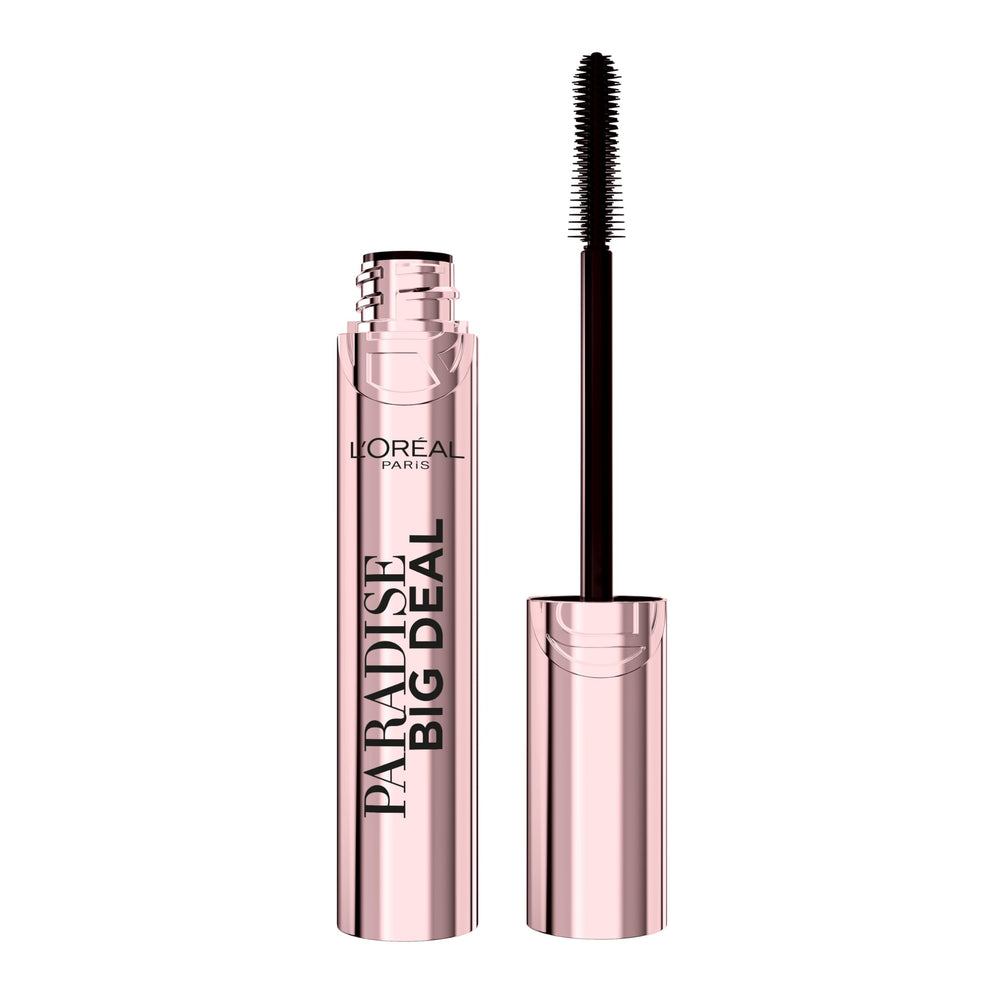 L'Oreal Paris Paradise Big Deal Mascara bottle close-up showing buildable volume for dramatic lashes.