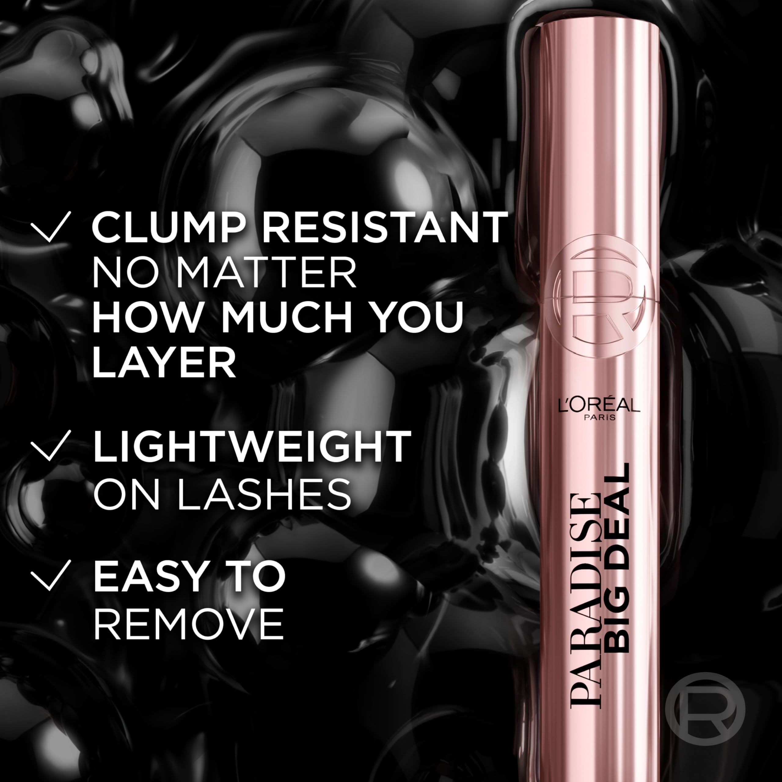 L'Oréal Paris Paradise Big Deal Mascara empaque frontal para ver diseño y marca.