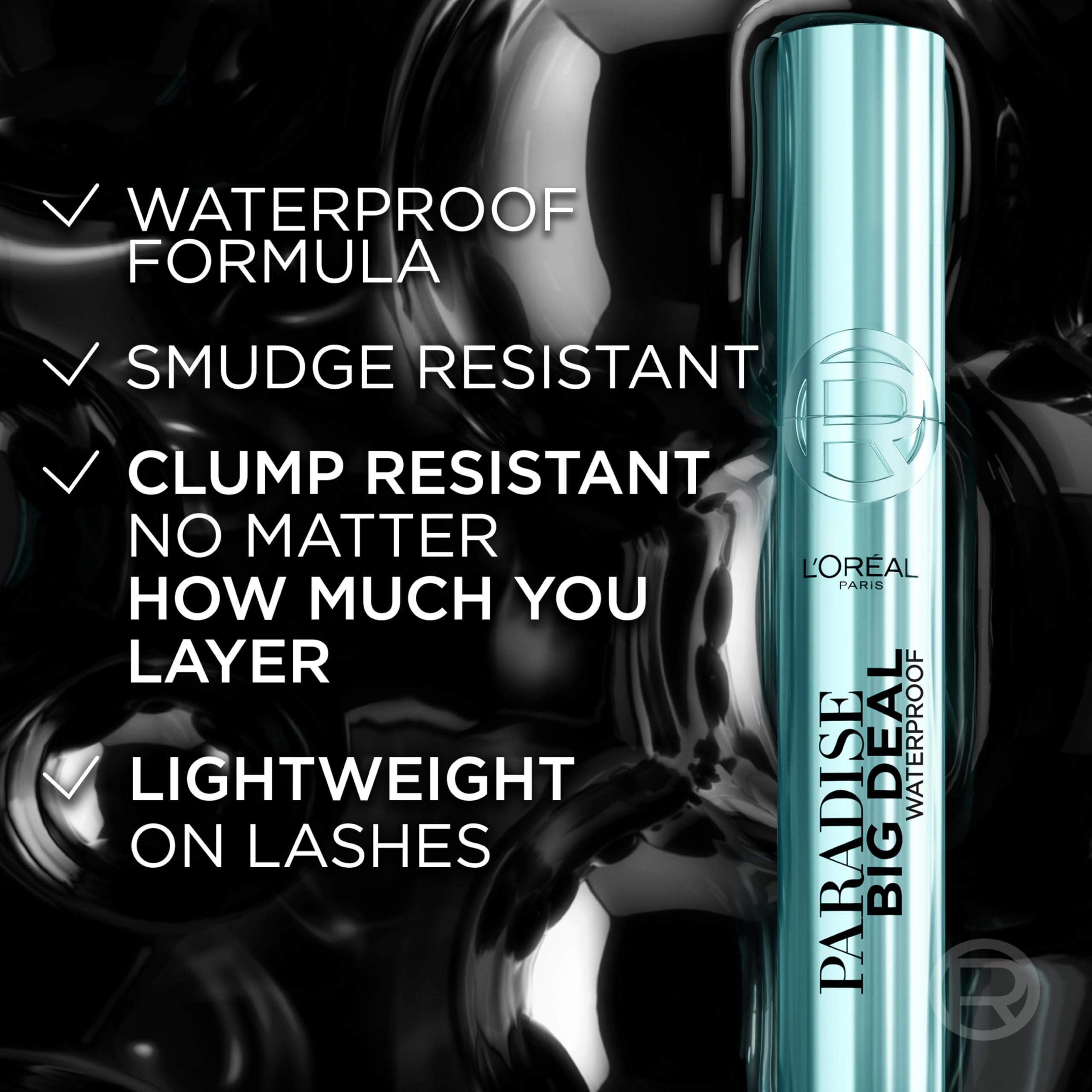 L'Oreal Paris Paradise Big Deal mascara self-smoothing complex minimizes clumping between coats.