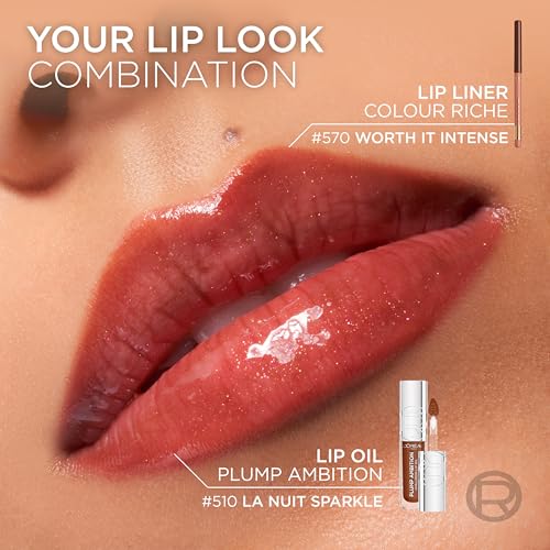 L'Oreal Paris 24hr hydration on lips after application.