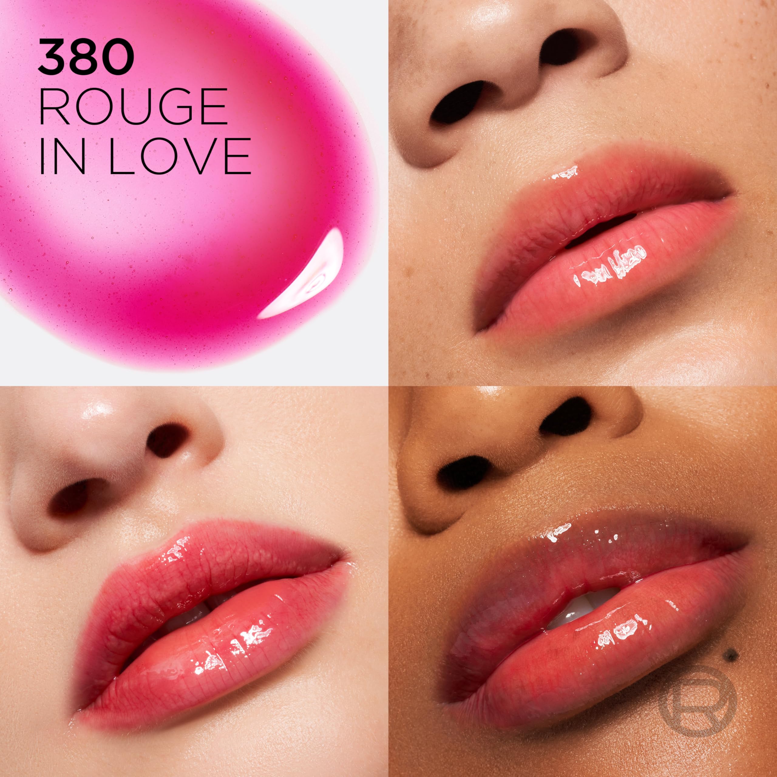 L'Oreal Paris Plump Ambition Lip Oil applicator pillow demonstrates massaging beads for even application.