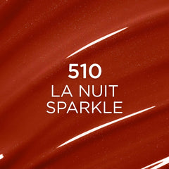 L'Oreal Paris Plump Ambition lip oil displaying glass-like shine on lips.