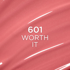L'Oreal Paris Plump Ambition Lip Oil on lips delivers plump-looking color with glass-like shine.