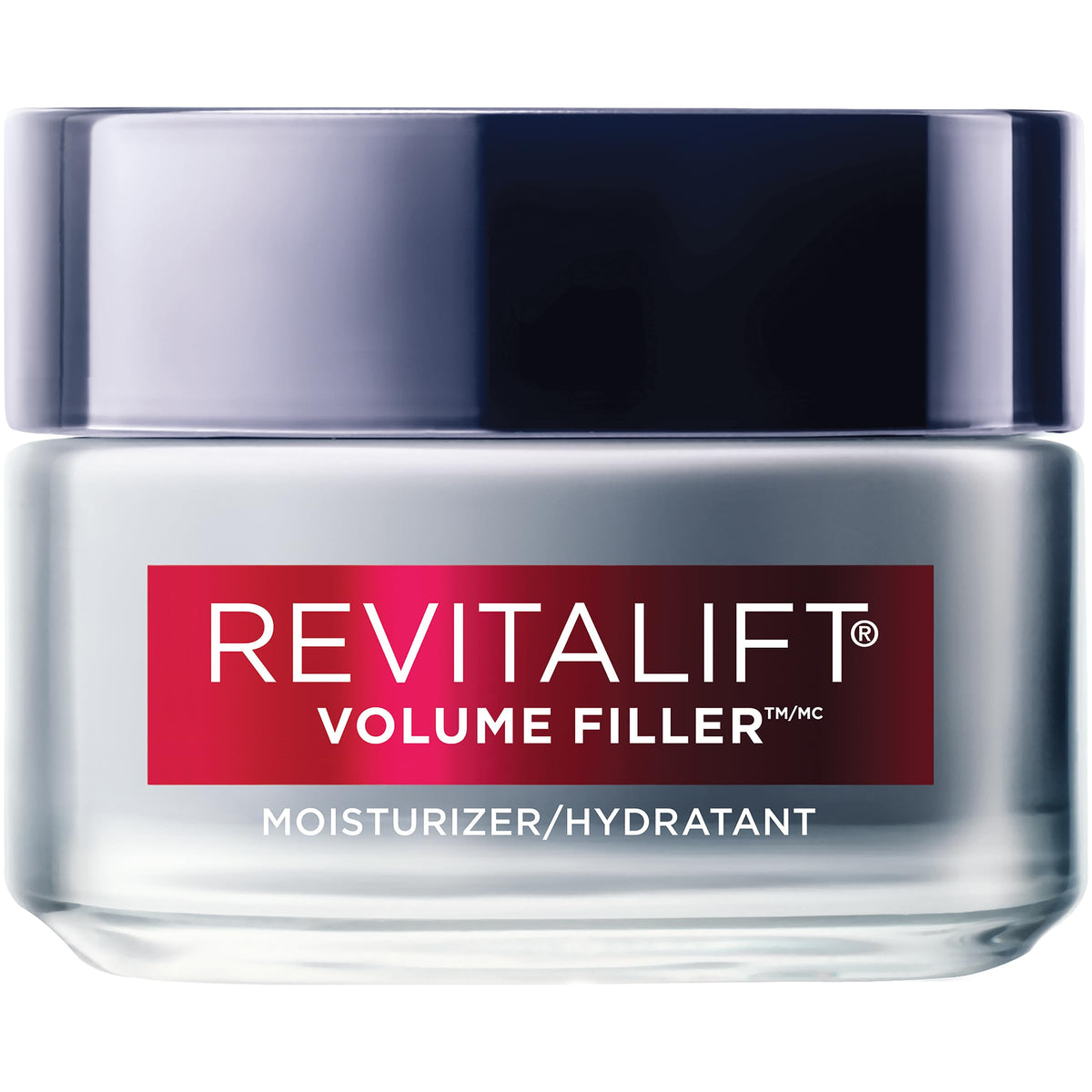 L'Oreal Paris Revita Lift Volume Filler jar close-up showing creamy texture for daily hydration and fullness.