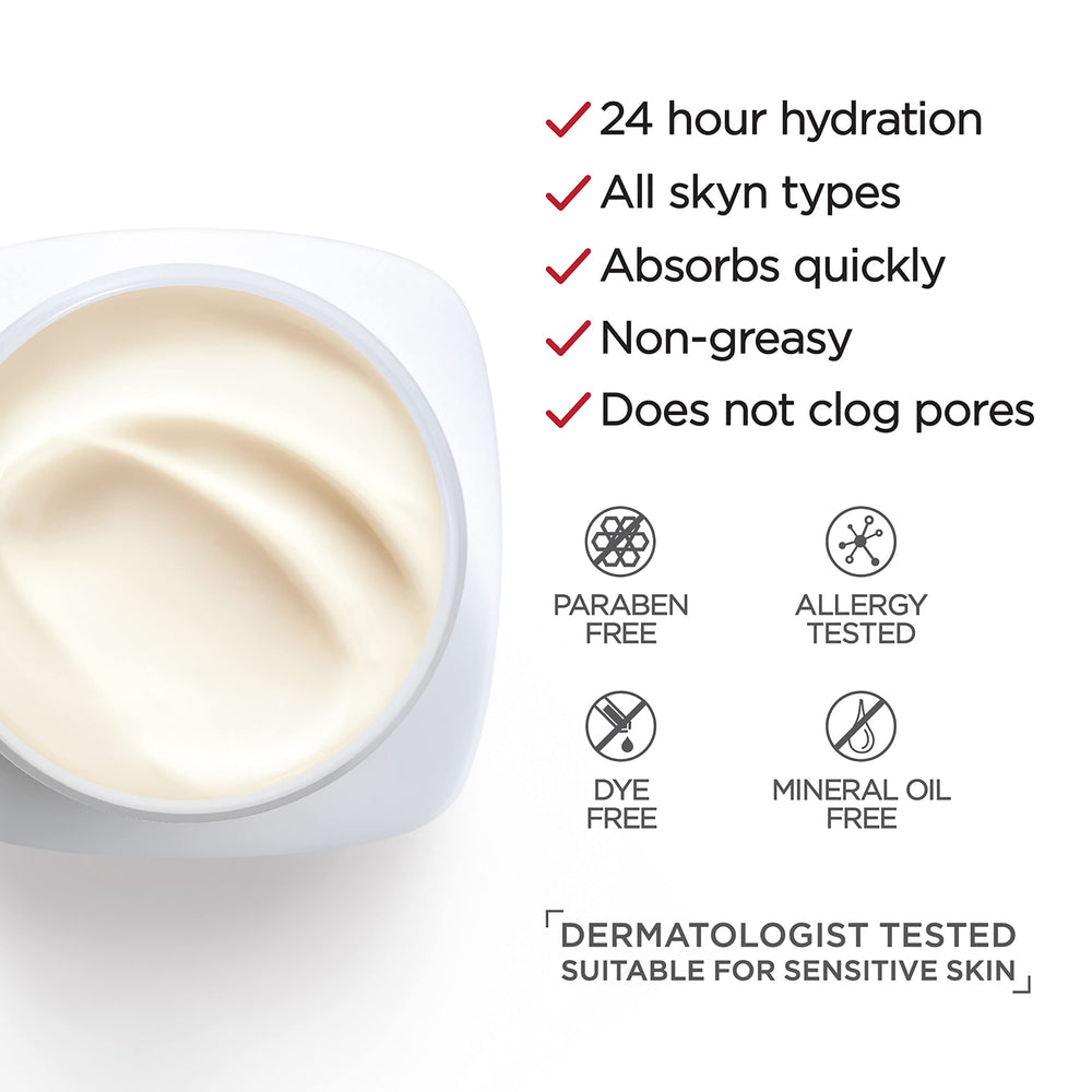 L'Oreal Paris Revitalift cream being applied to face and neck for smoothing.