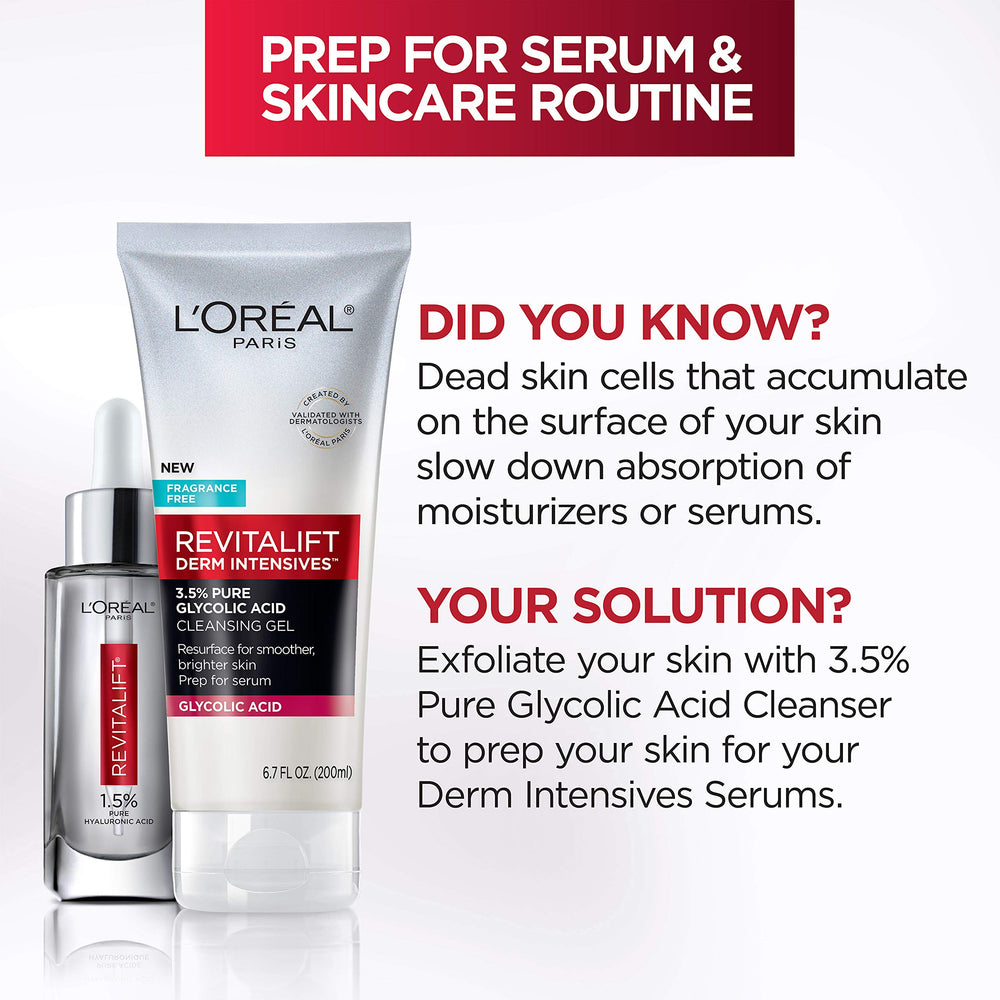 Before and after results with L'Oreal Paris Revitalift cleansing gel showing improvements.