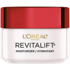 L'Oreal Paris Revitalift cream swatch on skin highlights smooth texture and even tone benefits.
