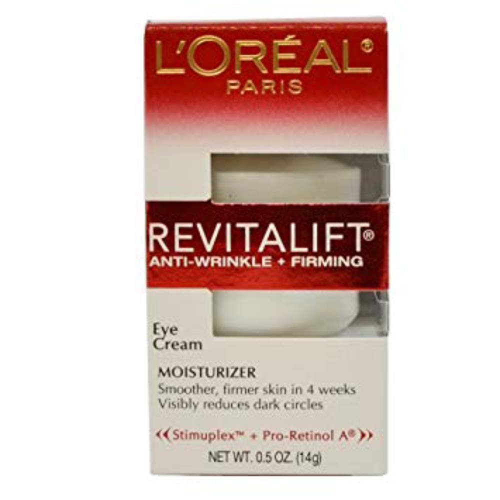 L'Oreal Paris Revitalift Eye Cream tube for firmer eye skin and reduced morning puffiness