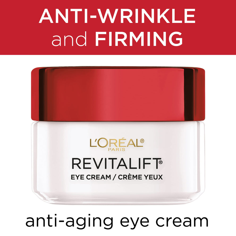 L'Oreal Paris Revitalift eye cream contact lens-safe icon indicates compatibility for wearers.