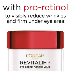 L'Oreal Paris Revitalift eye cream dark circles visual suggests potential under-eye brightness.